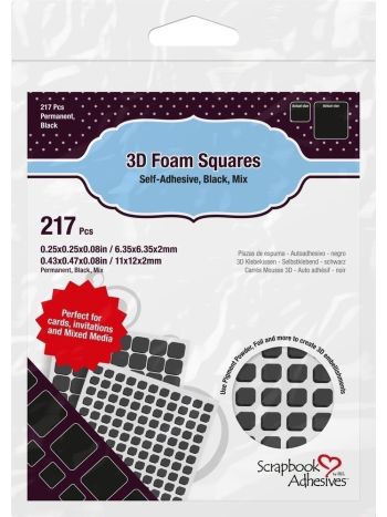 Scrapbook Adhesives - 3D Foam Squares Schwarz Mix - 217Stk