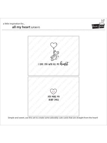 Lawn Fawn - All my heart - clear stamp set 3x4