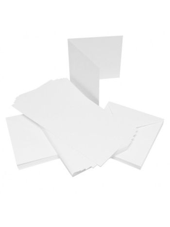 Craft UK - 50 Karten und Umschläge 6x6 Inch - Weiss Leinen