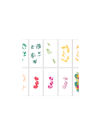 Tropical Floral Slim Line Layering Stencils (9pcs)