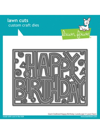 Lawn Fawn - Giant outlined Happy Birthday: Landscape - Stand Alone Stanze