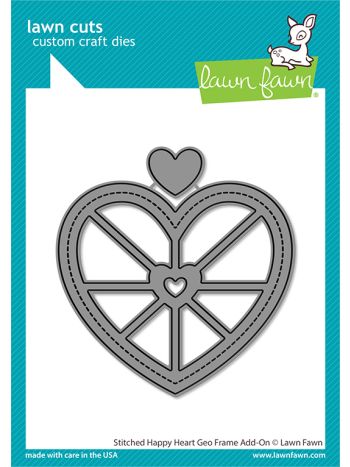 Lawn Fawn - stitched happy heart geo frame add-on - stand-alone die