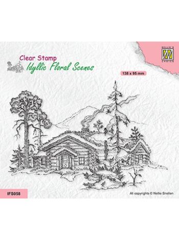 Idyllic Floral Scenes Clear Stamps Wintery Scene with House and Trees