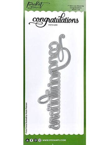 Picket Fence Studios Slim Line Congratulations Word 4x10 Inch Dies