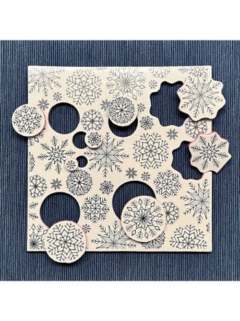 Simon Hurley create. Background Stamp 6x6 Inch Stitched Snowflakes