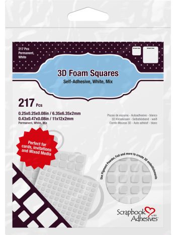 Scrapbook Adhesives - 3D Foam Squares Weiss Mix