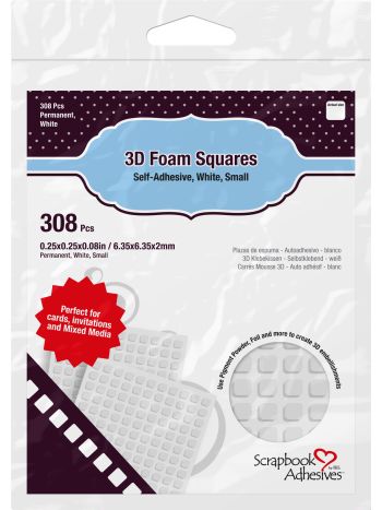 Scrapbook Adhesives 3D Foam Squares White Small (308pcs)