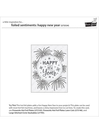 Lawn Fawn Foiled Sentiments: Happy New Year Hot Foil Stempel