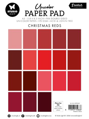 Studio Light - Shades Of Christmas Reds - Essentials A5 Unicolor Paper Pad